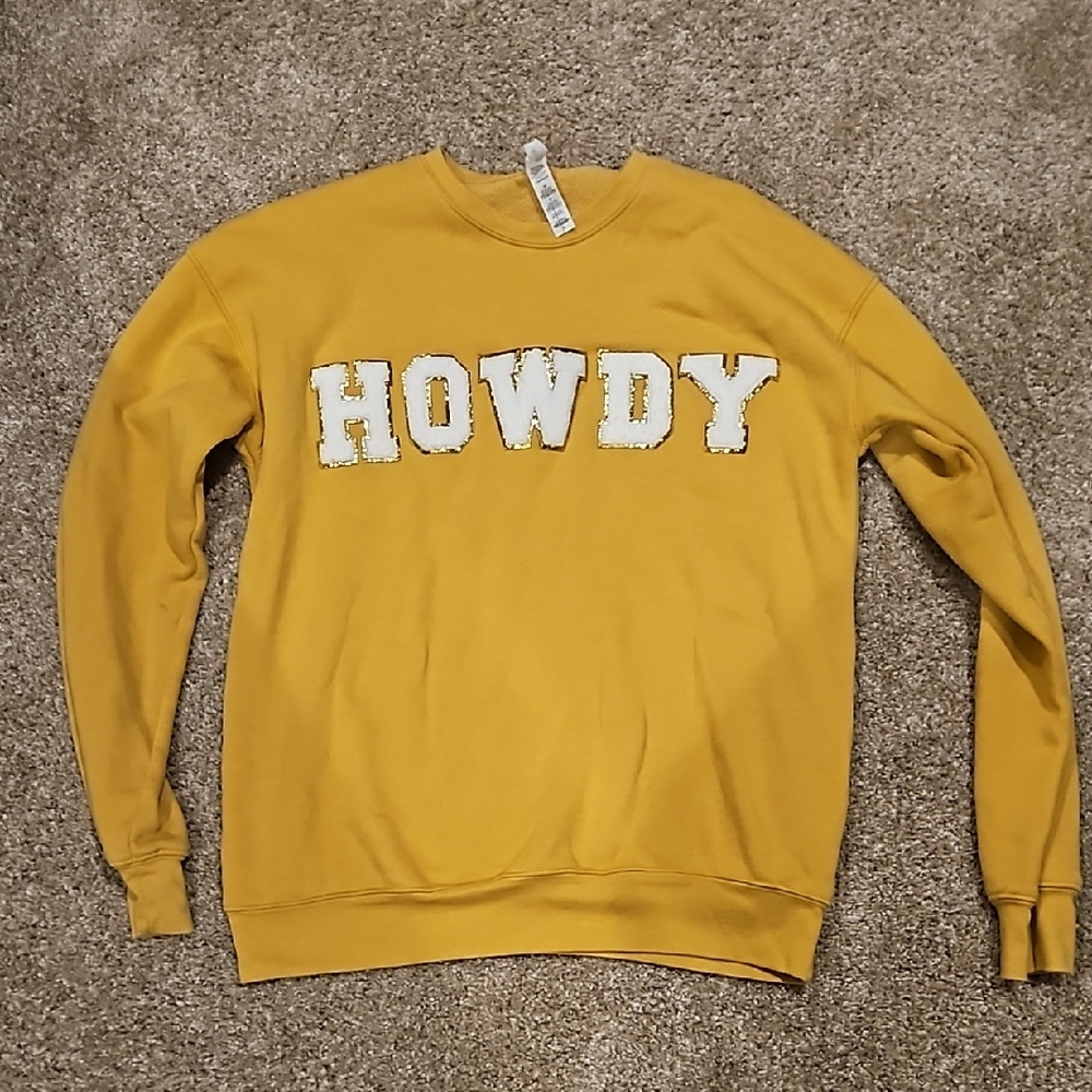 Bella Canvas Yellow Crewneck Sweater with HOWDY Design